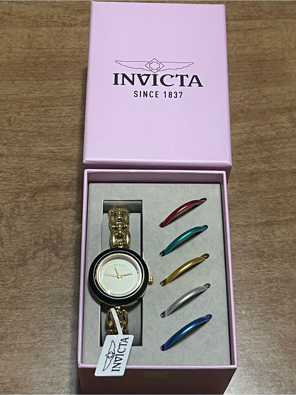 INVICTA Mayamar 6 Senses Interchangeable Bezel Lady 33mm Gold & Gold Dial New - Picture 11 of 11